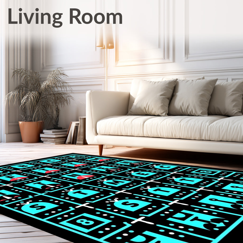 Minimalist Turquoise Geometric Letter Rug