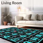 Minimalist Turquoise Geometric Letter Rug