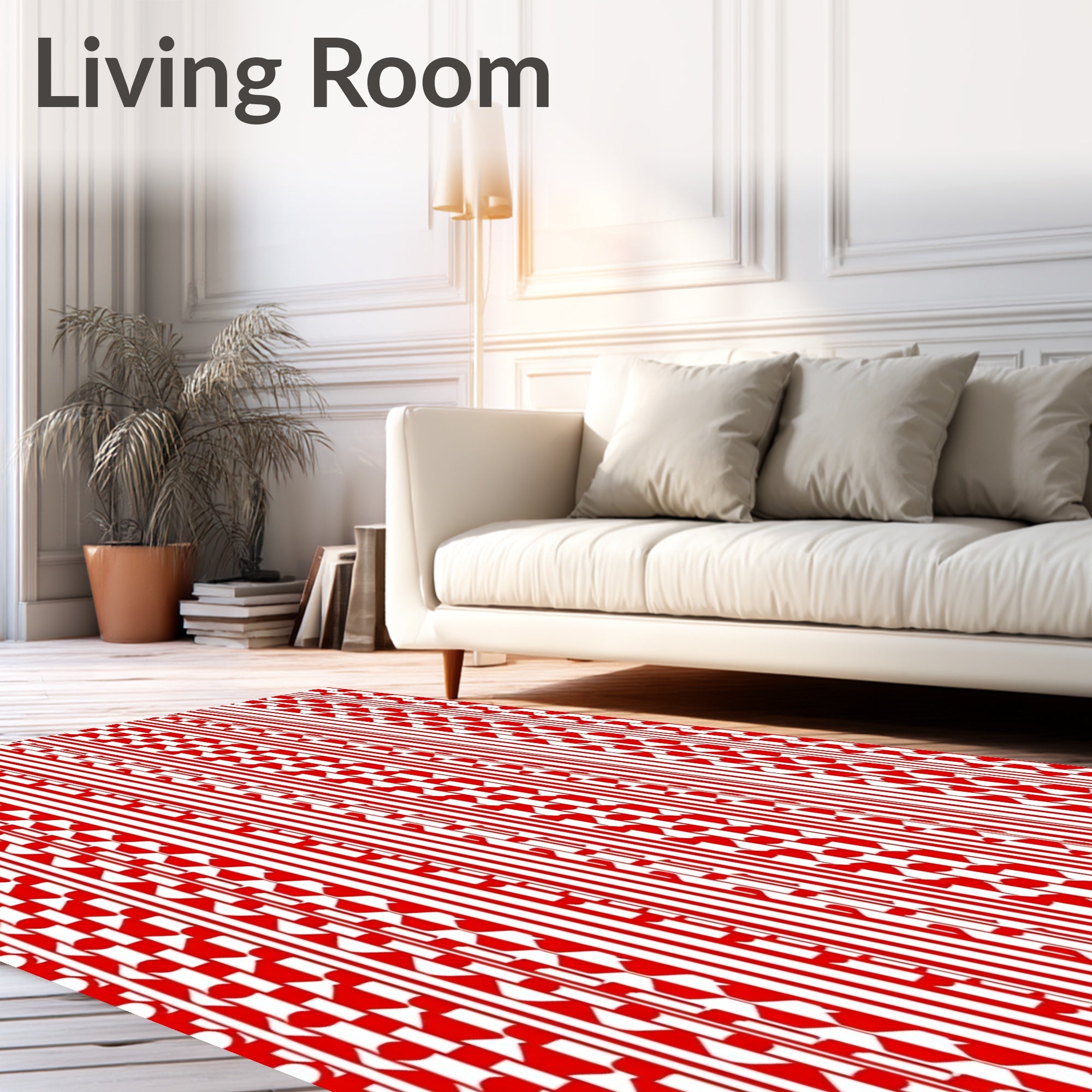 Bold Red Graphic Stripe Collage Rug