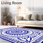 Cobalt Blue Radial Medallion Mandala Rug