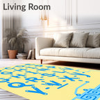 Blue Alphabet Circuit Board Layout Rug