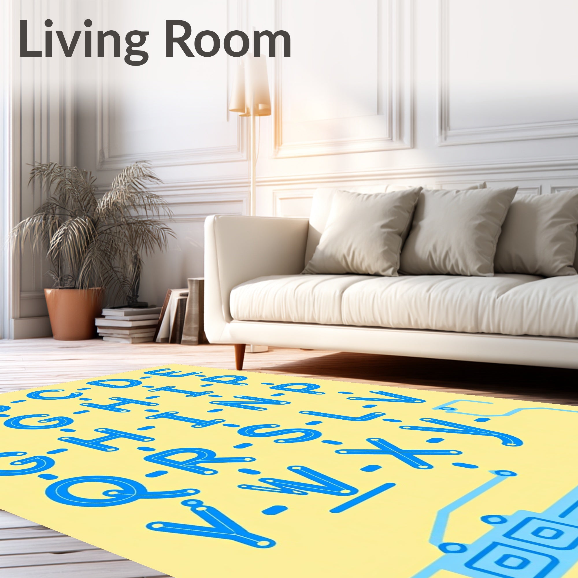 Blue Alphabet Circuit Board Layout Rug