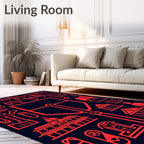 Crimson Architectural Elements Collage Rug