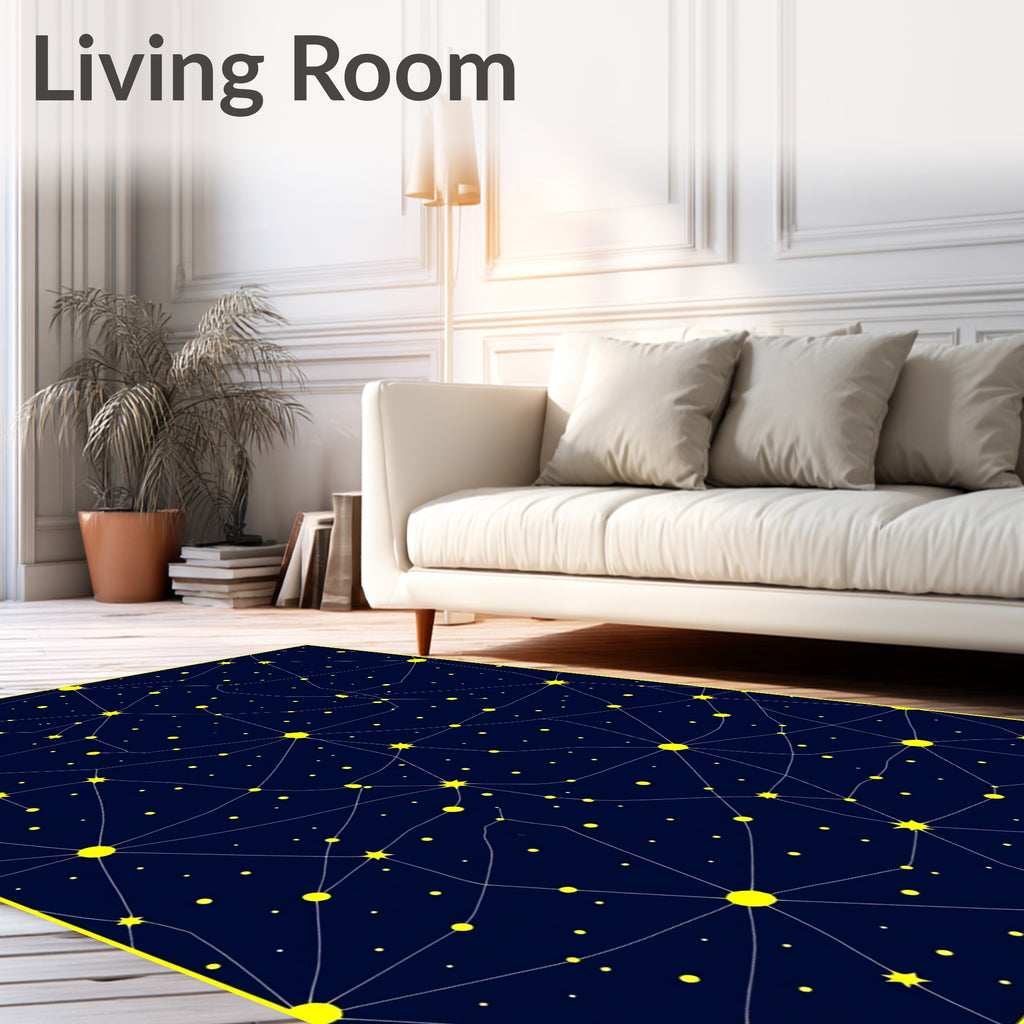 Cosmic Yellow Star Constellation Night Rug