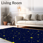Cosmic Yellow Star Constellation Night Rug