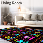 Retro Gaming Loop Icon Palette Rug