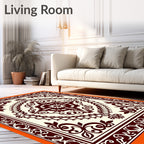 Deep Burgundy Ornamental Floral Medallion Rug