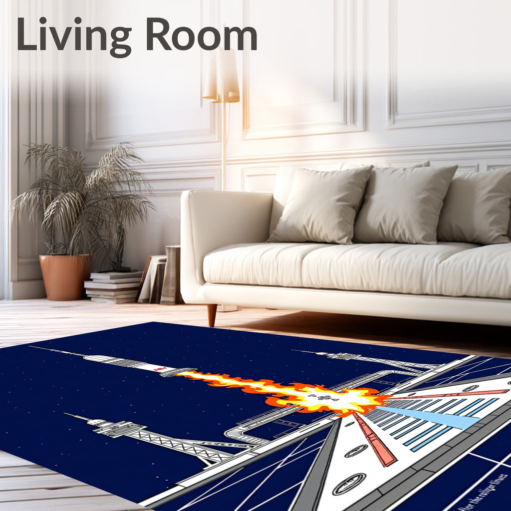 Cosmic Rocket Launch Night Sky Rug