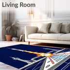 Cosmic Rocket Launch Night Sky Rug