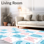 Playful Alphabet Blocks Blue Pink Rug