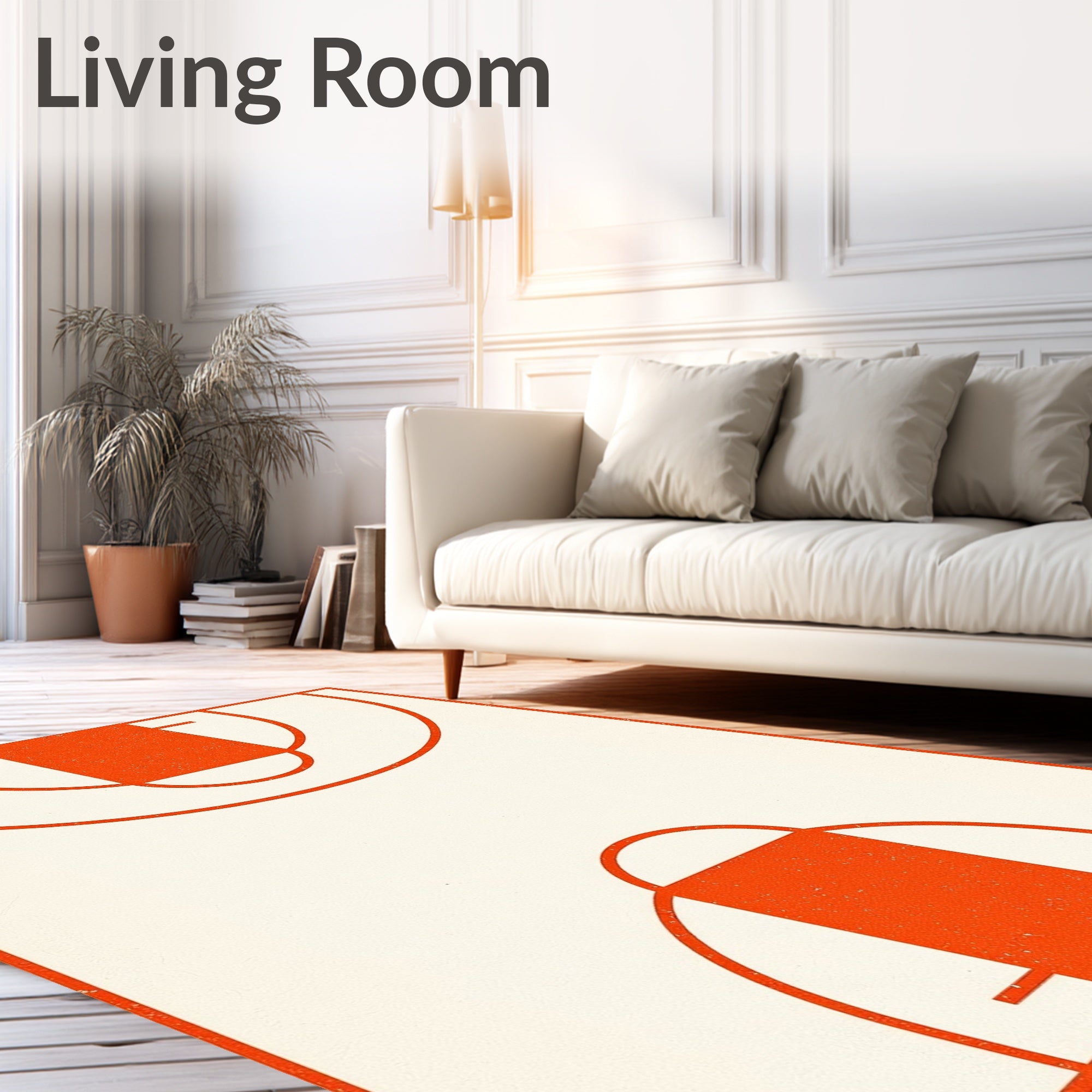 Vintage Orange Court Lines Rug