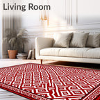 Red White Interlocking Diamond Maze Rug