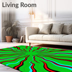 Bold Green Red Blue Sunburst Rug