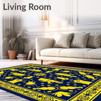 Bold Yellow Elephant Folk Art Rug