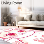 Sweet Pink Cat Paw Print Collection Rug