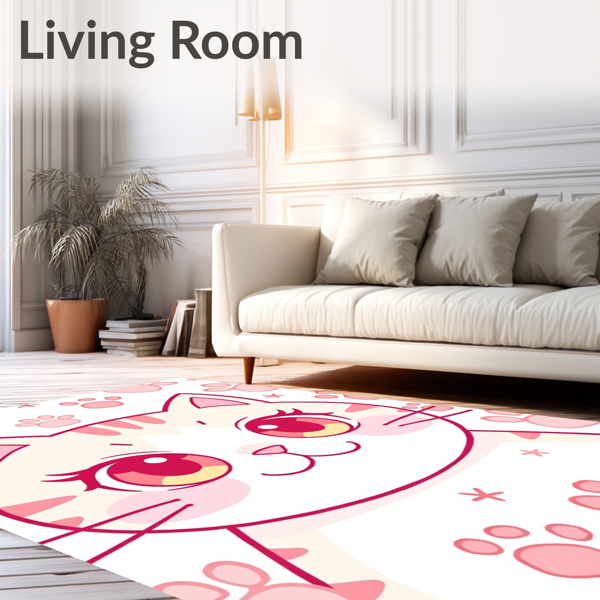 Sweet Pink Cat Paw Print Collection Rug