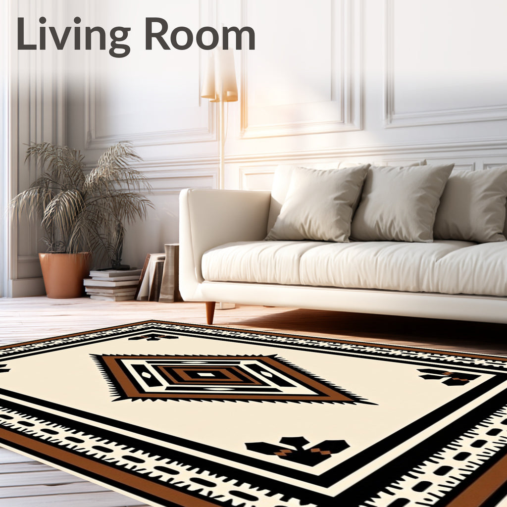 Geometric Diamond Brown Black Cream Rug