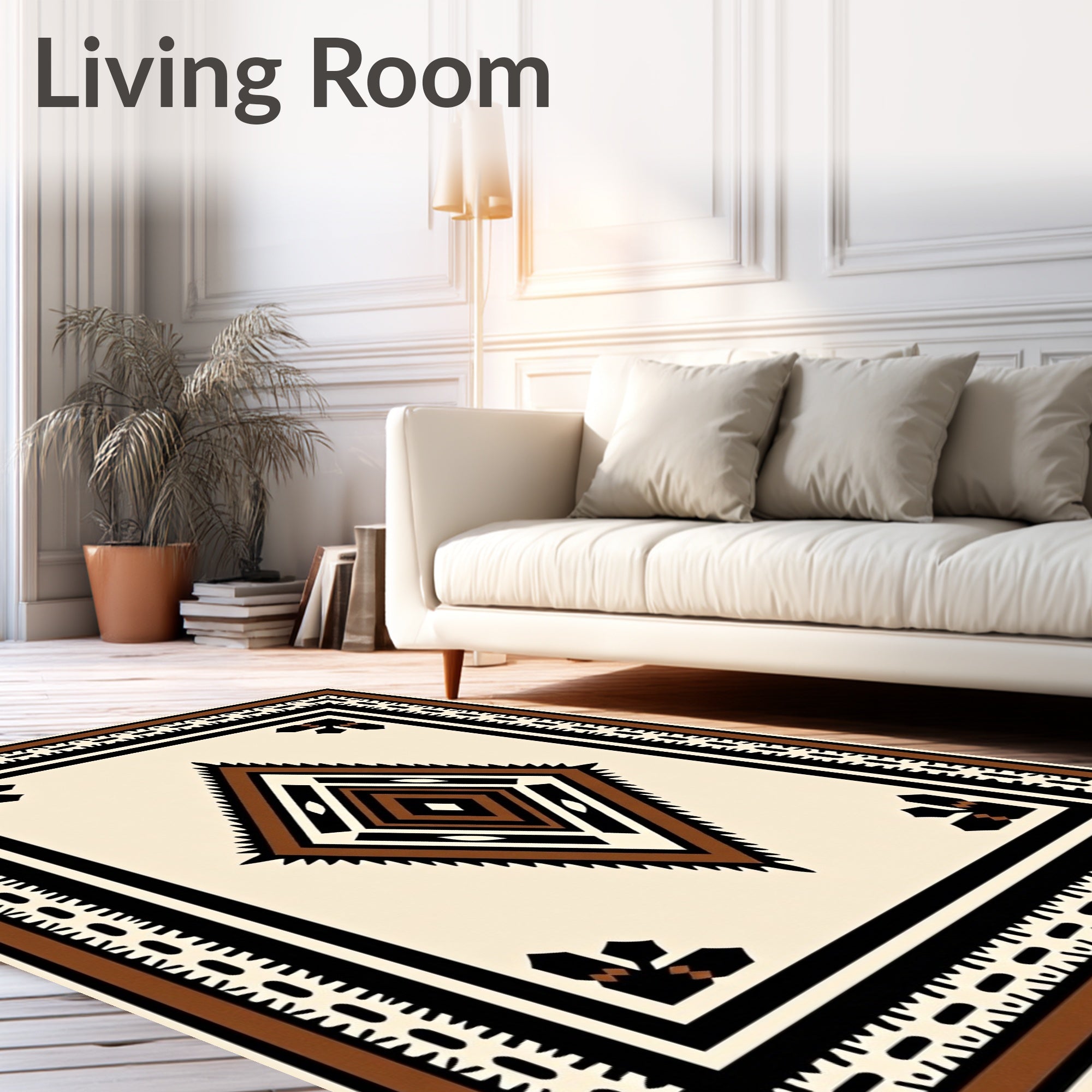 Geometric Diamond Brown Black Cream Rug
