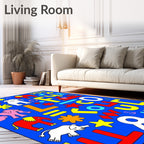 Playful Elephants and Geometric Shapes Rug