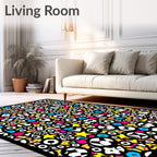 Vibrant Soccer Ball Star Collage Rug