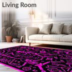 Hot Pink Skeleton Dance Black Rug