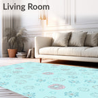 Light Blue Organic Whimsical Sketch Rug