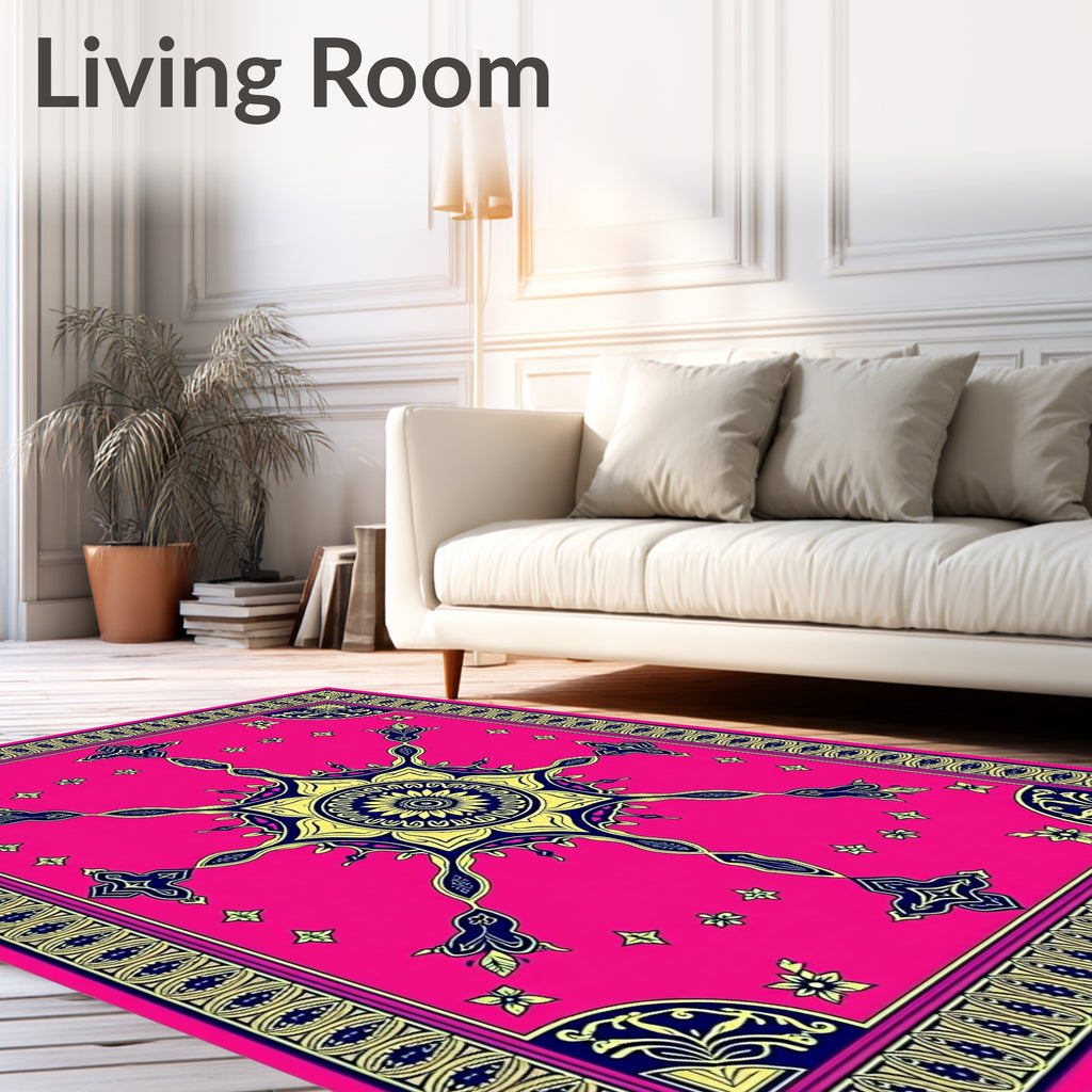 Vibrant Pink Sunburst Medallion Rug