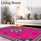 Vibrant Pink Sunburst Medallion Rug