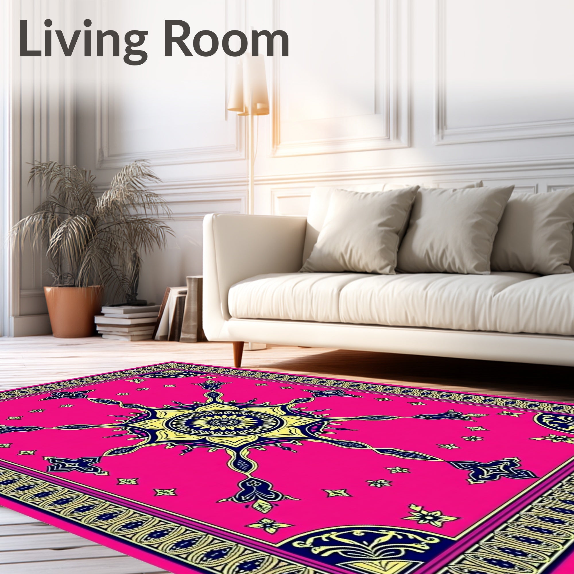 Vibrant Pink Sunburst Medallion Rug