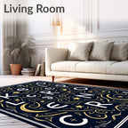 Celestial Alphabet Navy Geometric Rug