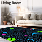 Neon Circles And Lines Rug