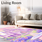 Pastel Pink Castle Butterfly Garden Rug