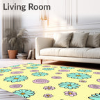 Aqua Pink Swirl Daisy Meadow Rug