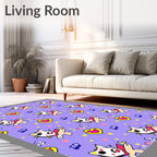 Kawaii Creature Hearts Stars Purple Rug