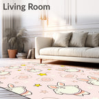 Pink Bunny Clouds Star Whimsy Rug