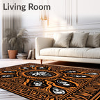 Bold Orange Skull Mandala Rug