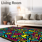 Vibrant Neon Street Art Doodle Rug