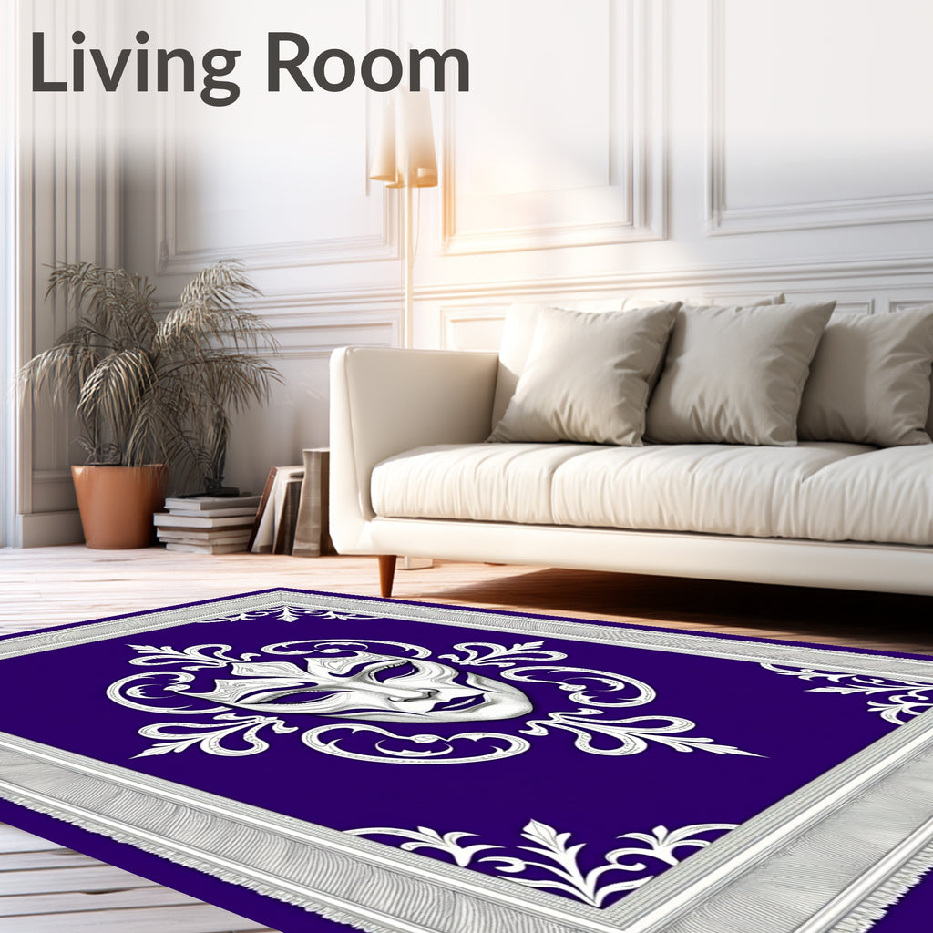 Elegant White Venetian Mask Purple Rug