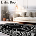 Monochromatic Ornate Geometric Square Rug