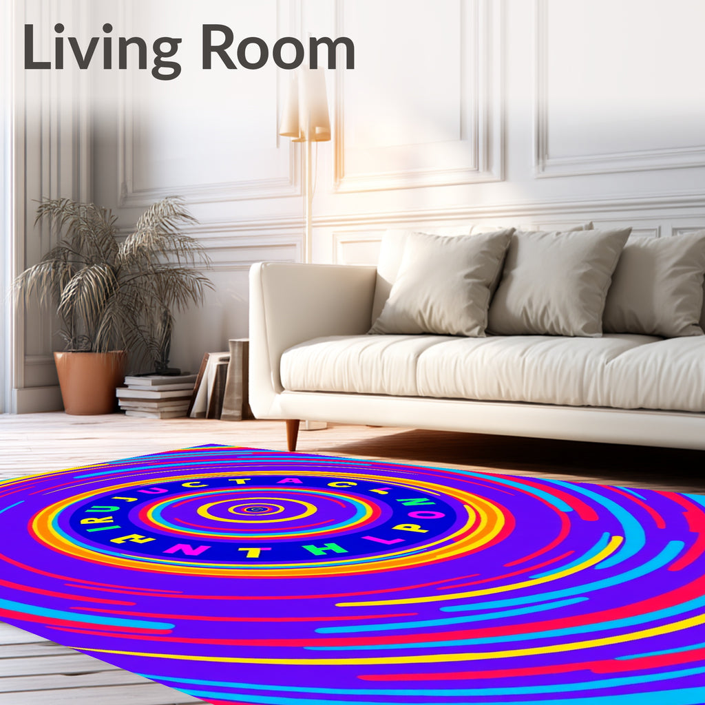 Vibrant Psychedelic Swirl Concentric Circles Rug