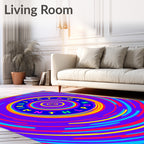 Vibrant Psychedelic Swirl Concentric Circles Rug