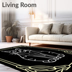 Art Deco Yellow Cat Silhouette Rug
