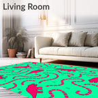 Fuchsia Dinosaur Maze Teal Rug