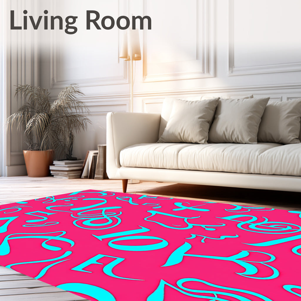 Vibrant Aqua Musical Notes Coral Rug