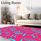 Vibrant Aqua Musical Notes Coral Rug