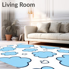 Light Blue Sky Clouds Stars Rug