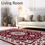 Crimson Floral Bloom Central Medallion Rug