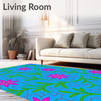 Bright Pink Floral Vine Nature Rug