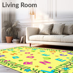 Yellow ABC Floral Border Rug