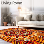 Vibrant Fire Mandala Reflection Rug